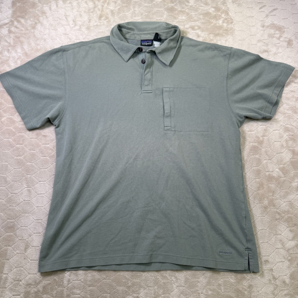 VTG y2k Patagonia Tech Dri Cotton Polo Sz Lg Sideways Pocket Rare Look